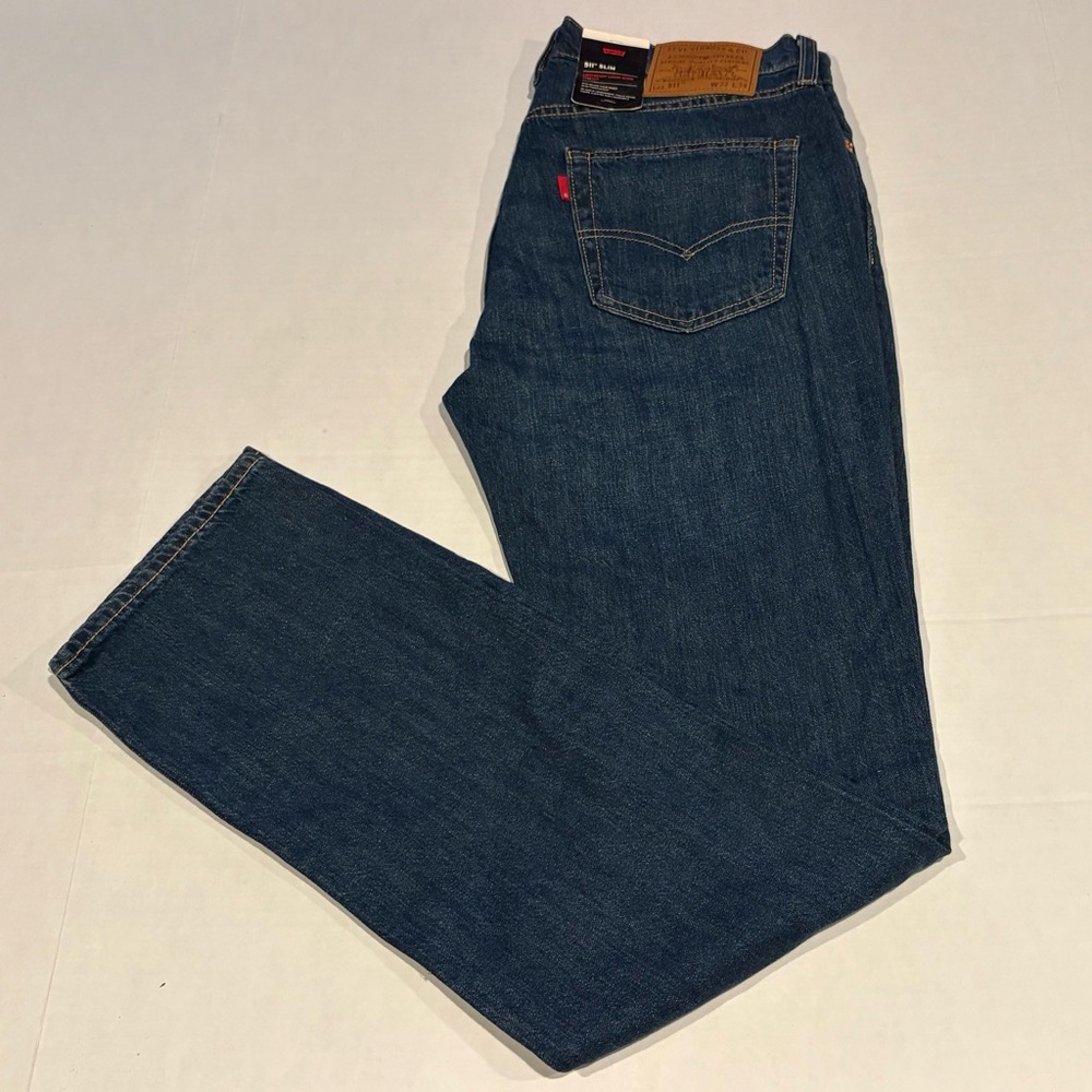 Levi's Men's 511 Slim Fit 31x34 Blue Dark Wash Lightweight Linen Denim Stretch